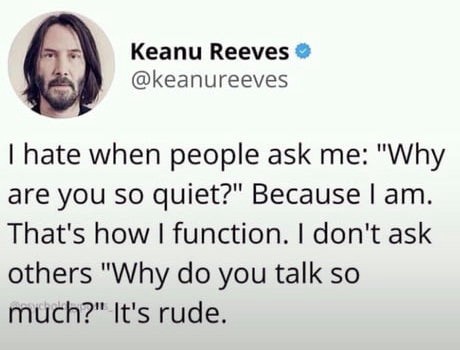 Keenu Reeves Introvert Quote